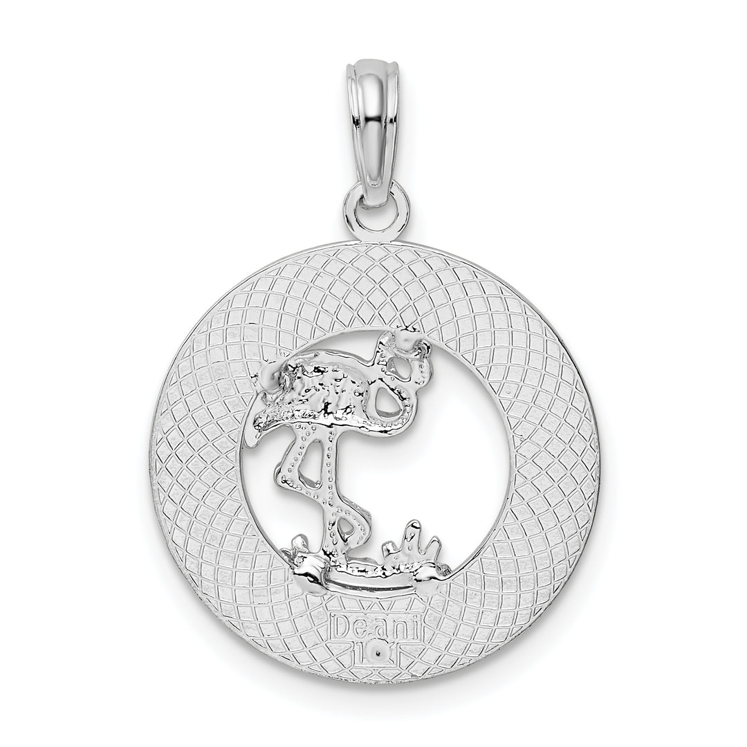 Sterling Silver Bonaire Circle Flamingo Pendant
