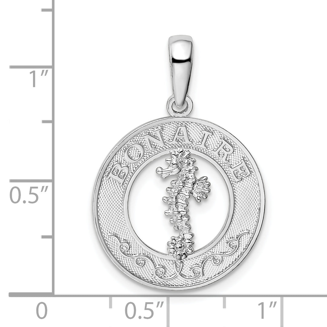 Sterling Silver Bonaire Circle Seahorse Pendant