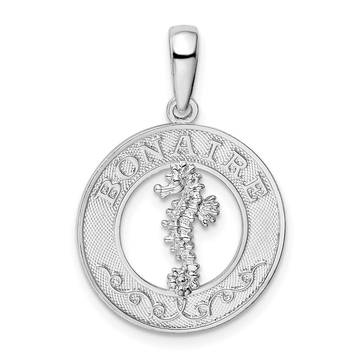 Sterling Silver Bonaire Circle Seahorse Pendant