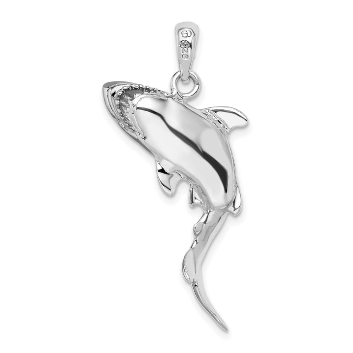 Sterling Silver 3D Swimming Shark Pendant
