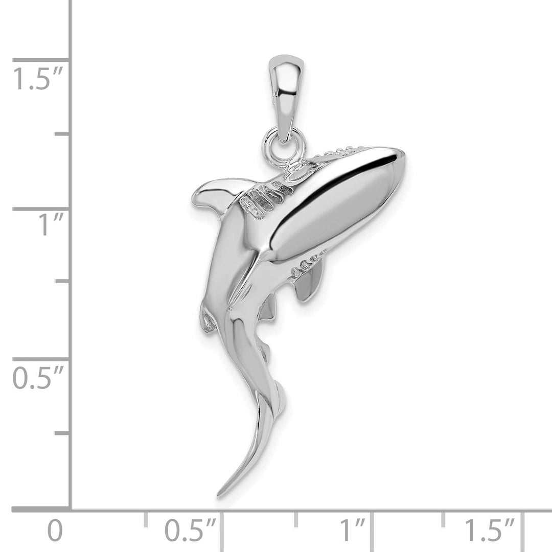Sterling Silver 3D Swimming Shark Pendant