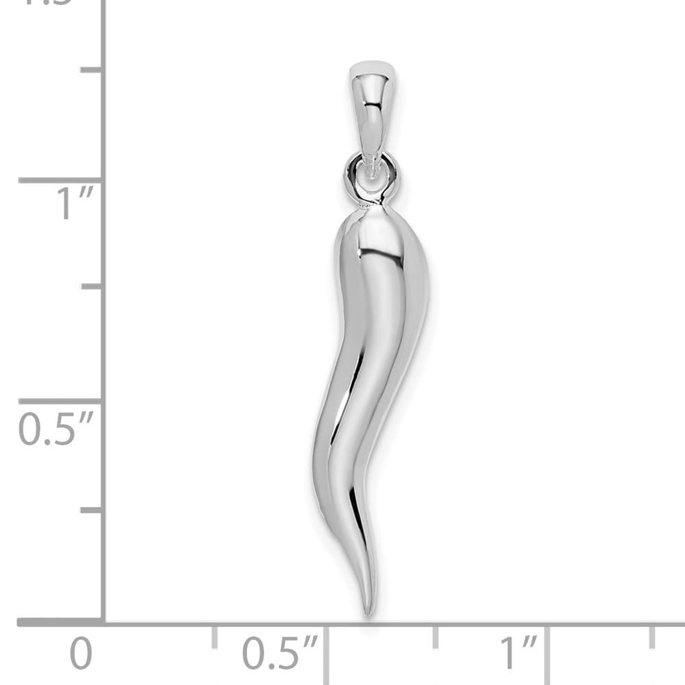 Lovely Rita's Pendants & Charms Sterling Silver Polished 3-D Italian Horn Pendant