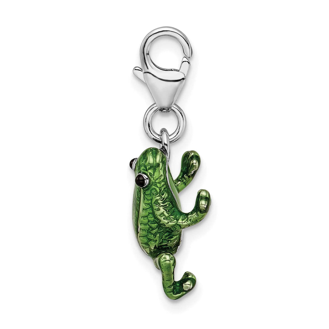 Sterling Silver 3-D Enameled Frog Charm