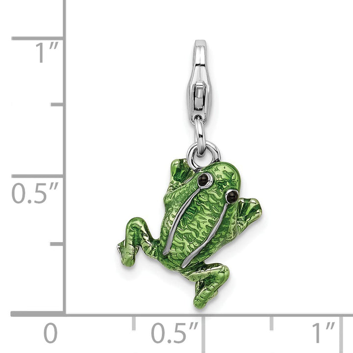 Sterling Silver 3-D Enameled Frog Charm