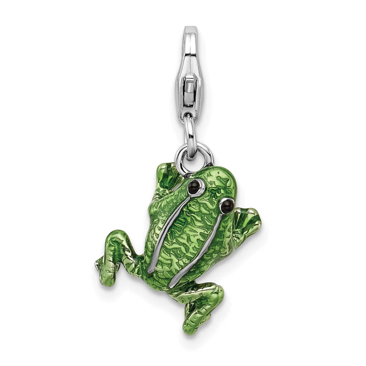 Sterling Silver 3-D Enameled Frog Charm