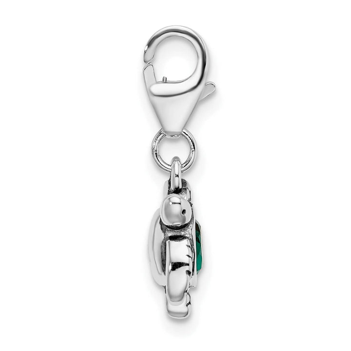 Sterling Silver 3-D Green Crystal Turtle Charm