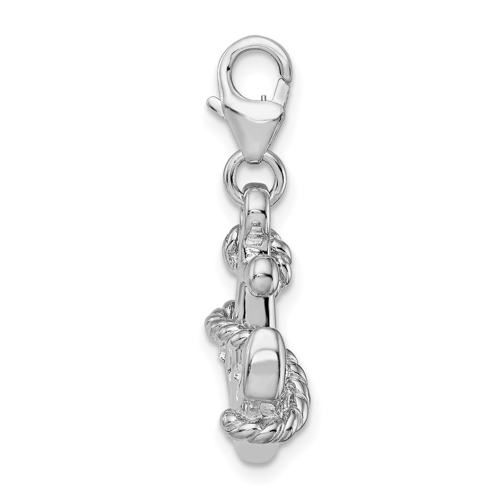 Sterling Silver 3-D Enameled Swarovski Crystal Anchor Charm