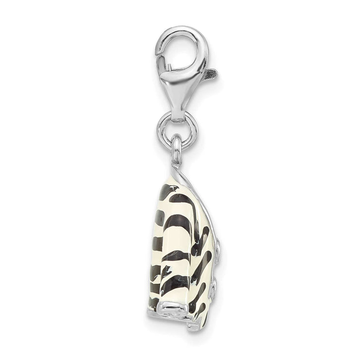 Sterling Silver 3-D CZ & Black/White Enamel Zebra Jacket Charm