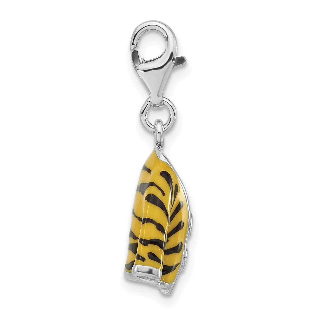 Sterling Silver 3-D CZ & Black/Yellow Enamel Tiger Jacket Charm