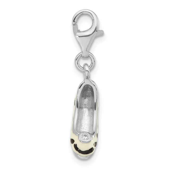 Sterling Silver 3-D CZ Enamel Zebra High Heel Charm