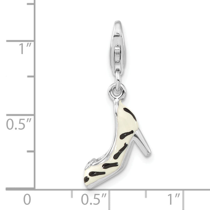 Sterling Silver 3-D CZ Enamel Zebra High Heel Charm