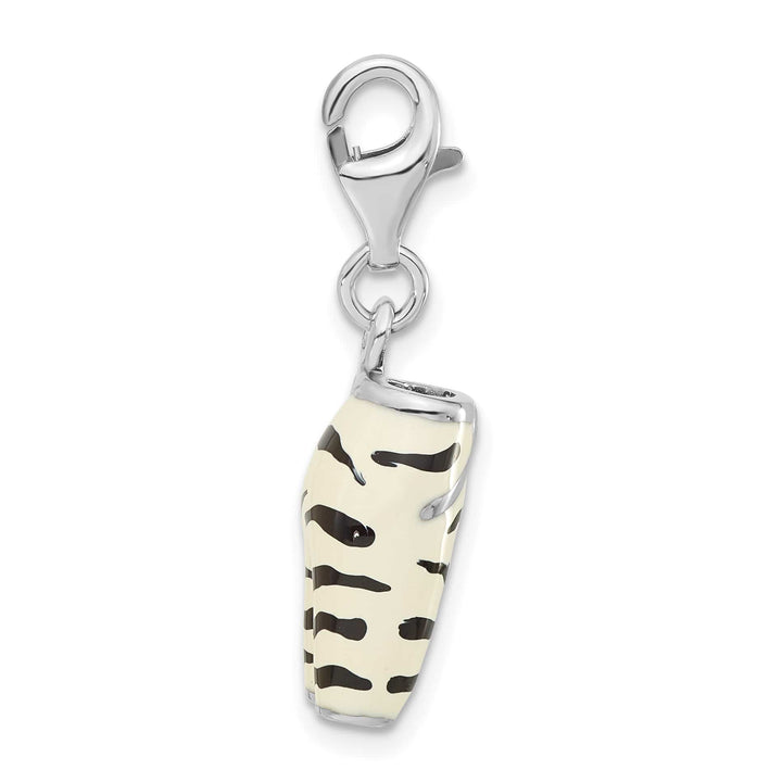 Sterling Silver 3-D CZ & Black/White Enamel Zebra Pants Charm