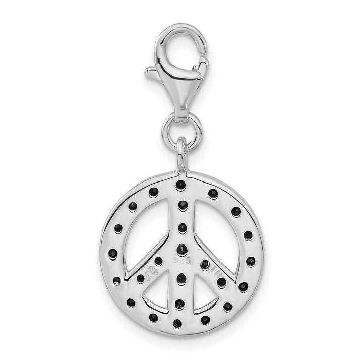 Sterling Silver Black CZ Peace Sign Charm