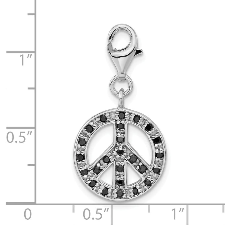 Sterling Silver Black CZ Peace Sign Charm
