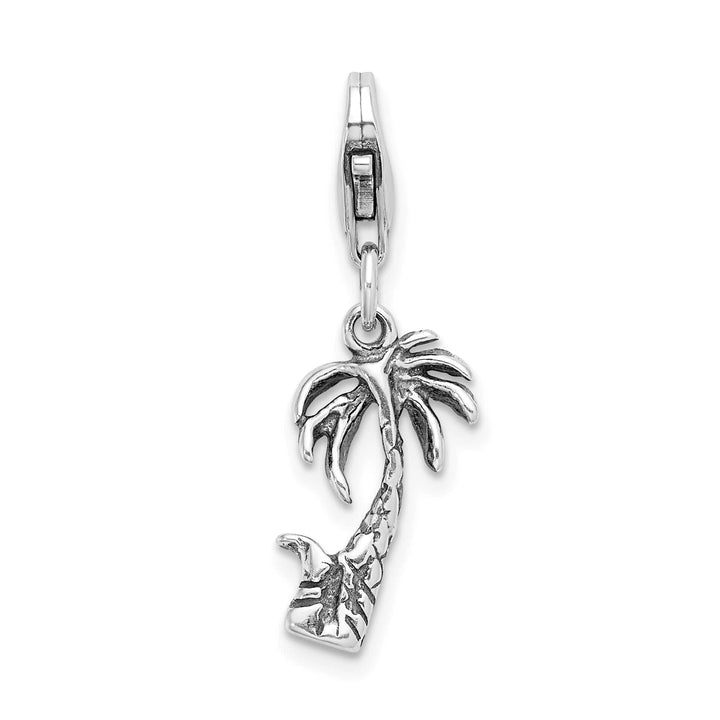 Sterling Silver 3-D Antiqued Palm Tree Charm