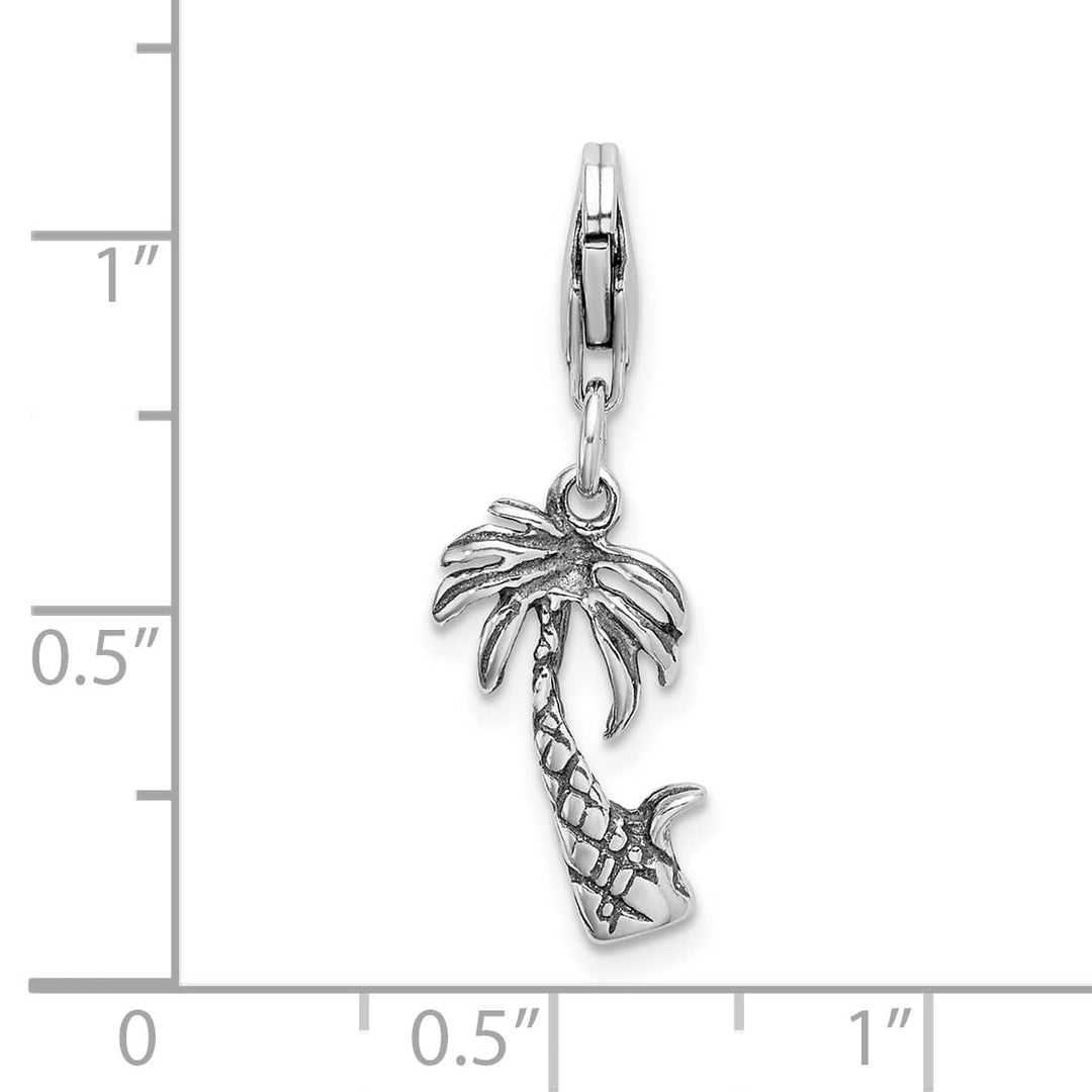 Sterling Silver 3-D Antiqued Palm Tree Charm