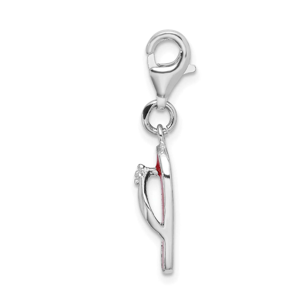 Sterling Silver 3-D Red Enameled Sandal Charm