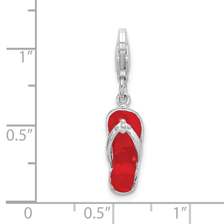 Sterling Silver 3-D Red Enameled Sandal Charm