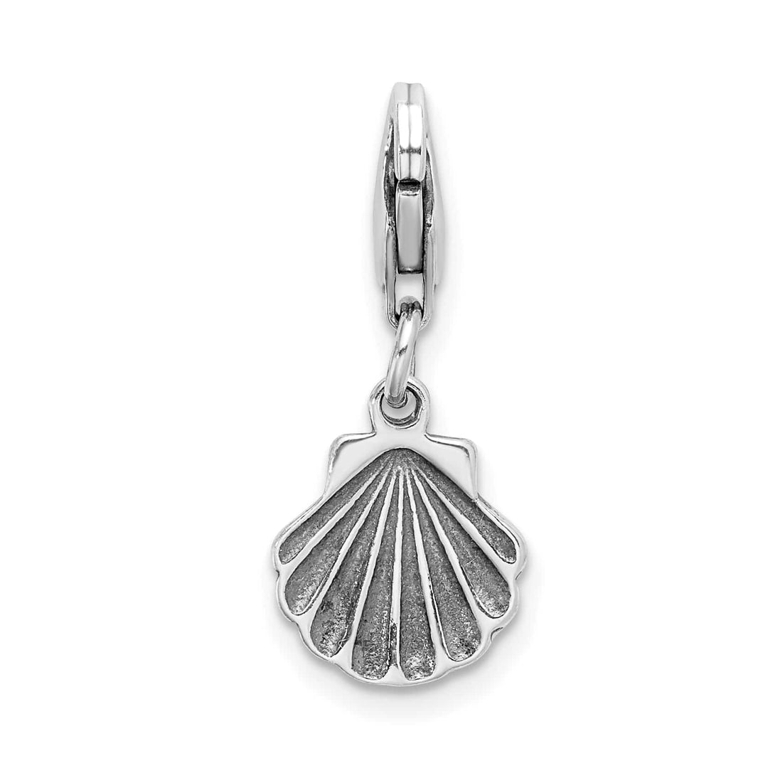 Sterling Silver Antiqued Clam Shell Charm