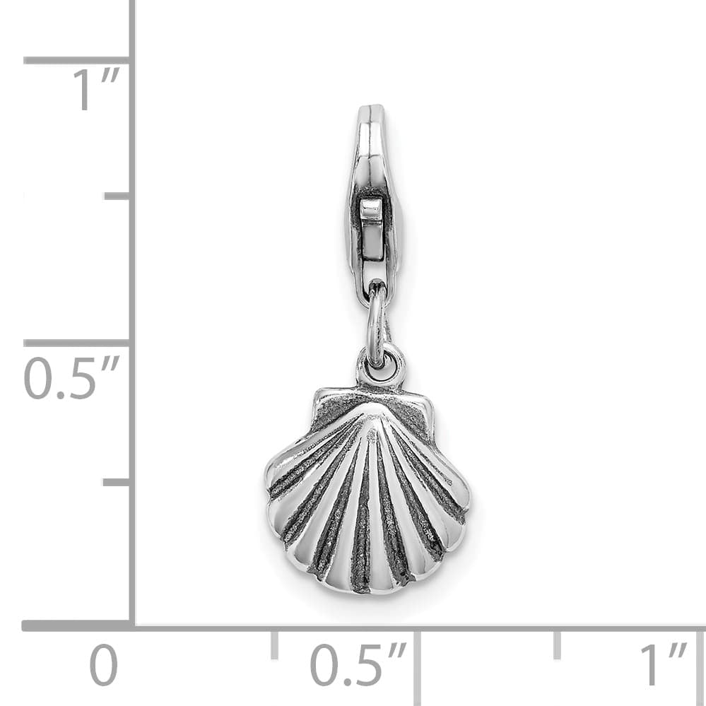 Sterling Silver Antiqued Clam Shell Charm