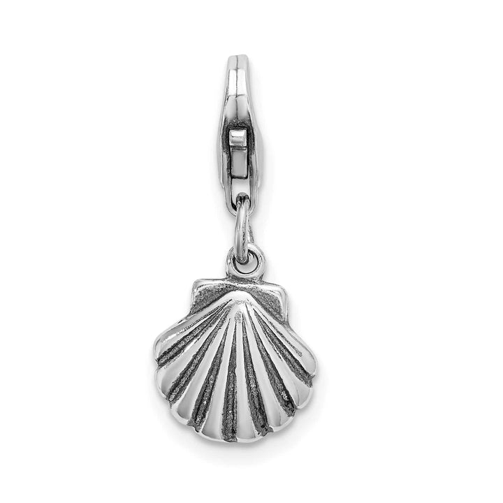 Sterling Silver Antiqued Clam Shell Charm