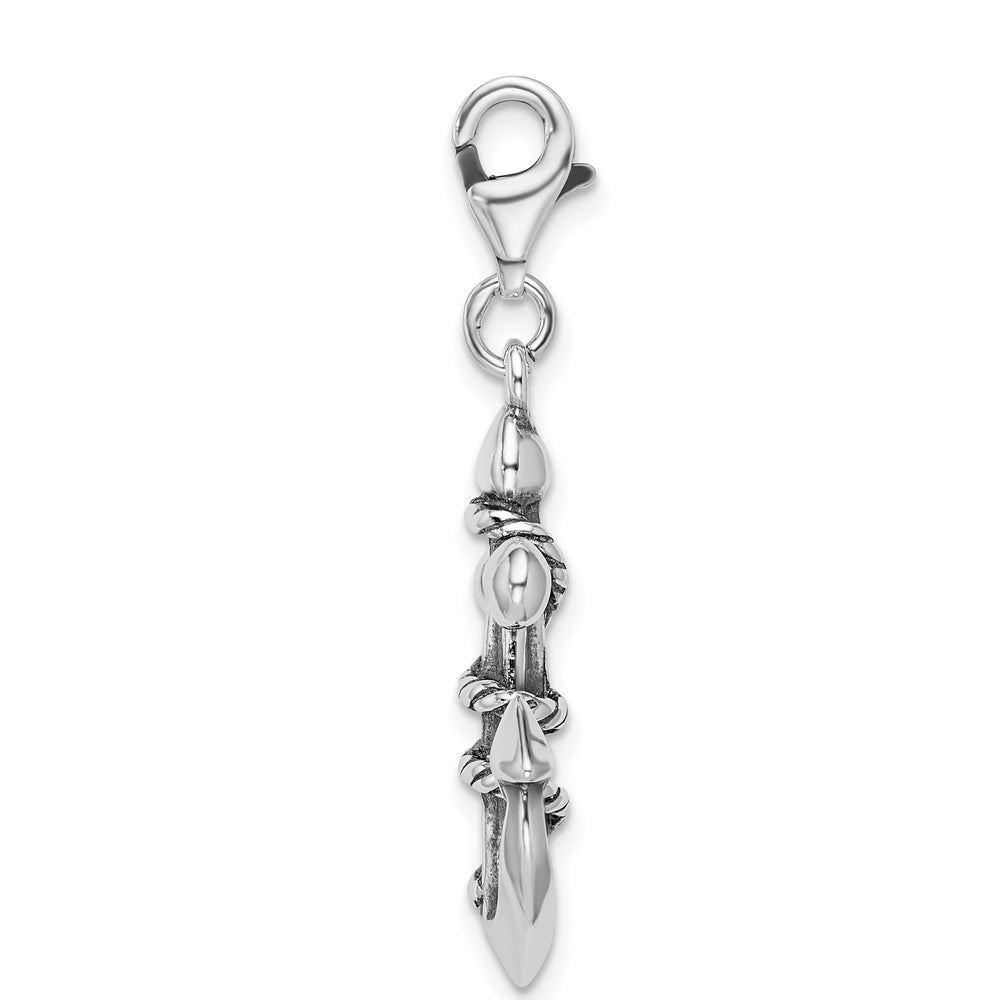 Sterling Silver 3-D Antiqued Anchor and Rope Charm