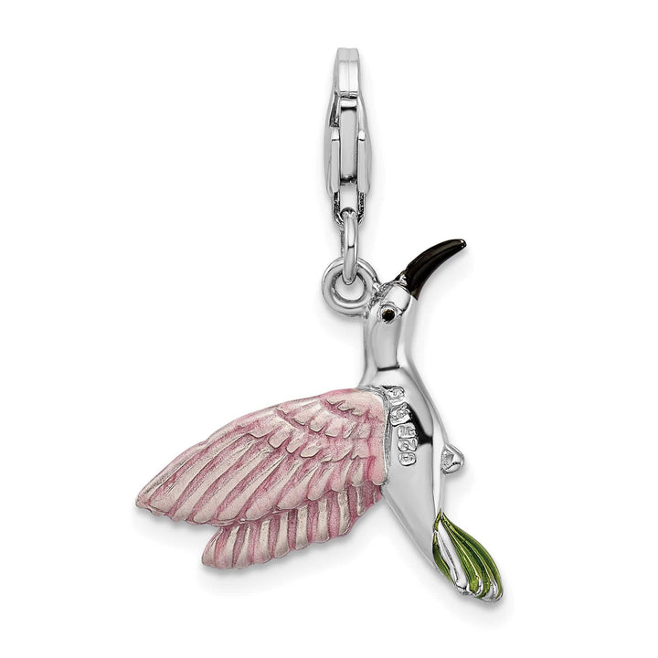 Sterling Silver 3-D Enameled Hummingbird Charm