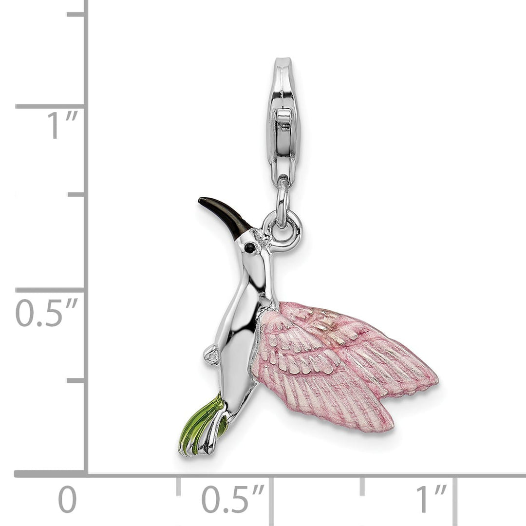 Sterling Silver 3-D Enameled Hummingbird Charm