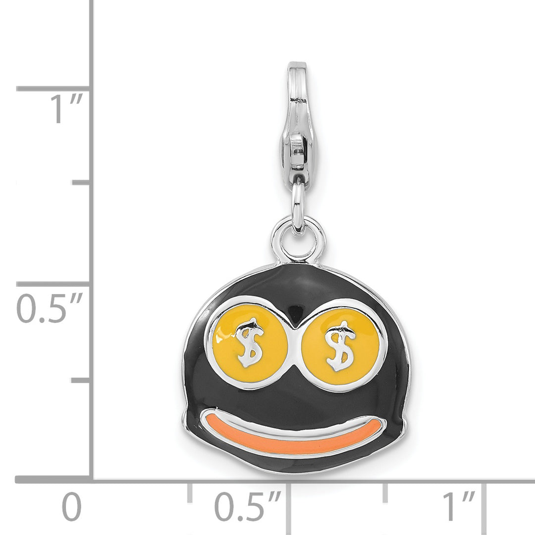 Sterling Silver Enameled 3-D Money Face Charm