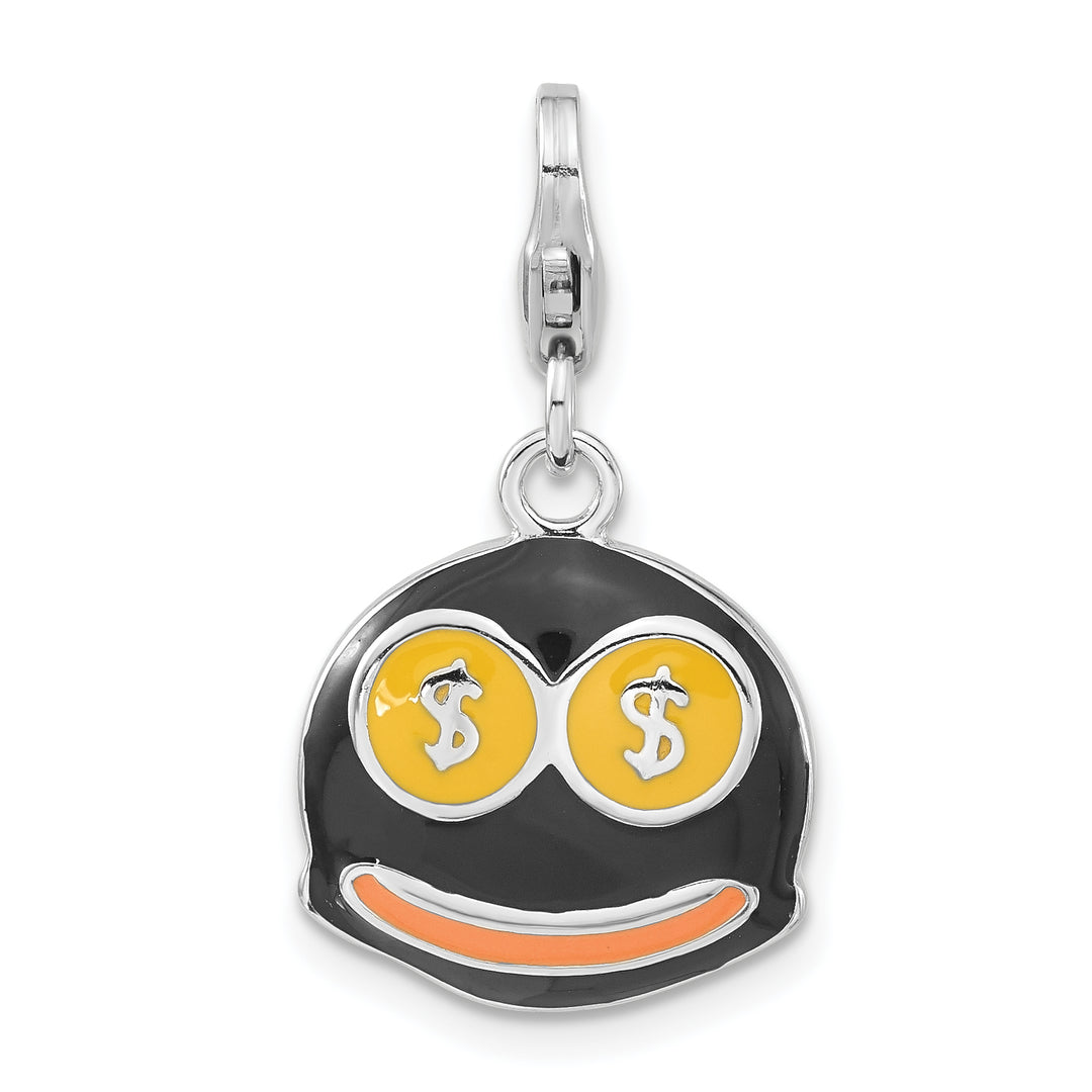 Sterling Silver Enameled 3-D Money Face Charm