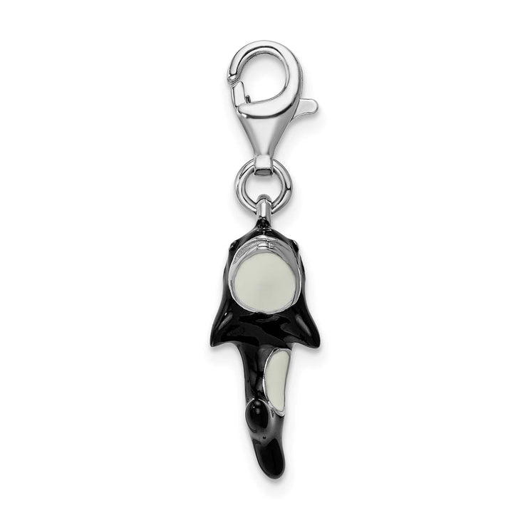 Sterling Silver 3-D Enameled Orca Whale Charm