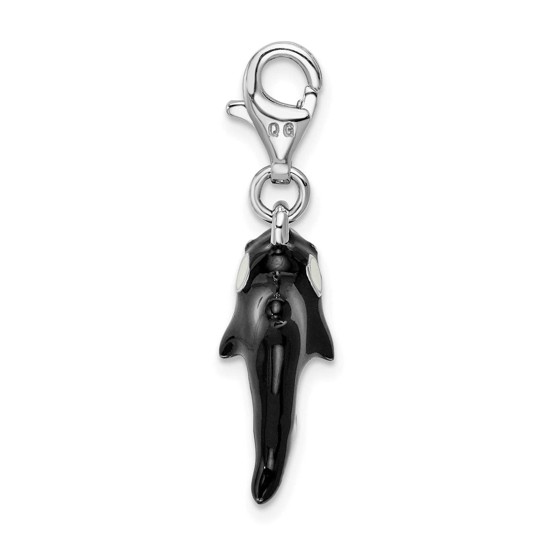 Sterling Silver 3-D Enameled Orca Whale Charm