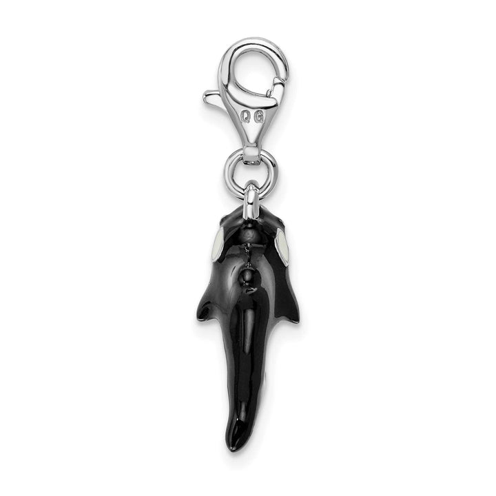 Sterling Silver 3-D Enameled Orca Whale Charm