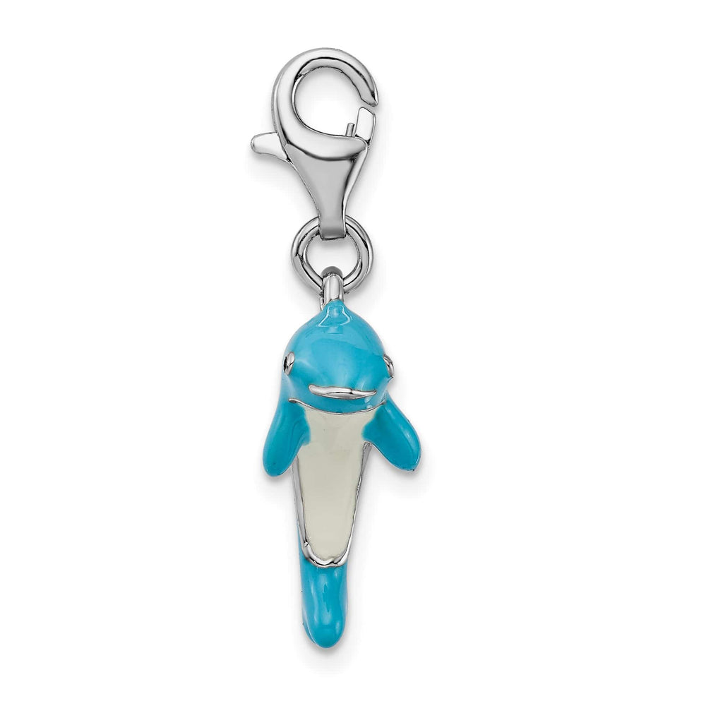 Sterling Silver 3-D Enameled Dolphin Charm