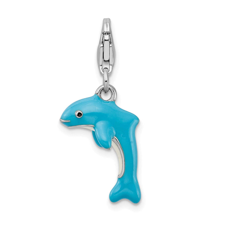 Sterling Silver 3-D Enameled Dolphin Charm