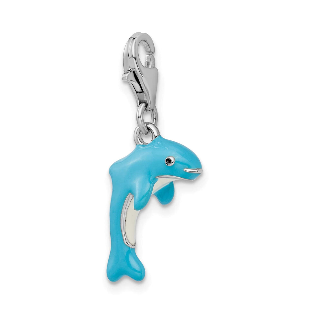 Sterling Silver 3-D Enameled Dolphin Charm