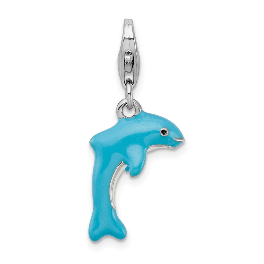 Sterling Silver 3-D Enameled Dolphin Charm