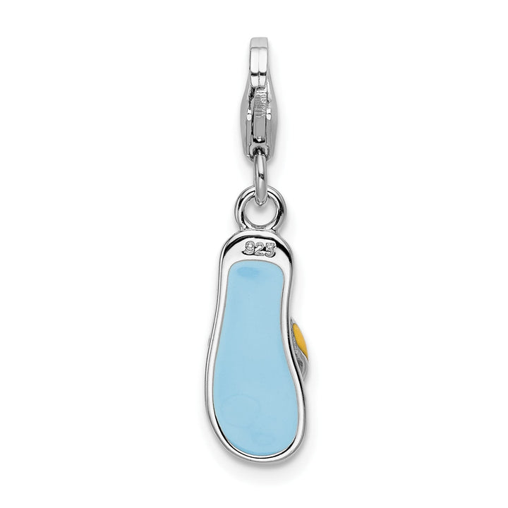 Sterling Silver 3-D Enameled Flower Flip Flop Charm
