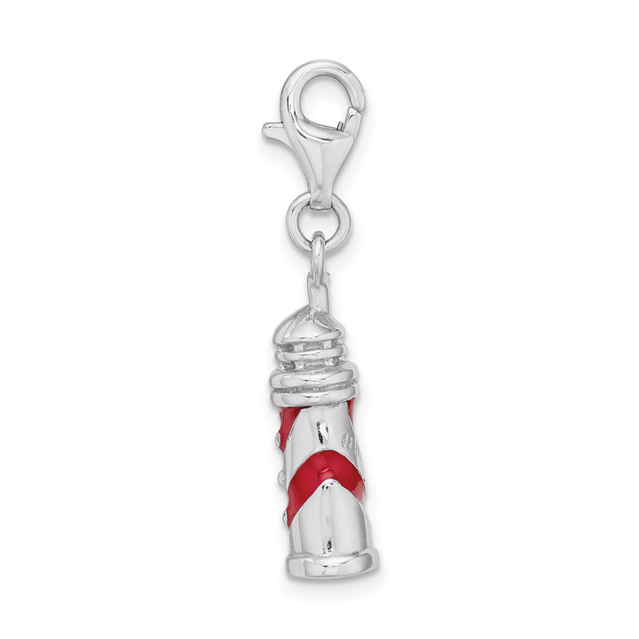 Sterling Silver 3-D Enameled Lighthouse Charm