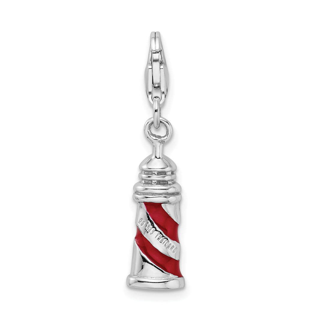 Sterling Silver 3-D Enameled Lighthouse Charm