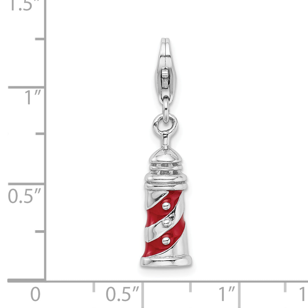 Sterling Silver 3-D Enameled Lighthouse Charm