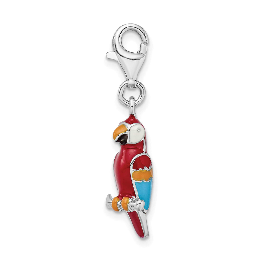 Sterling Silver 3-D Enameled Parrot Charm