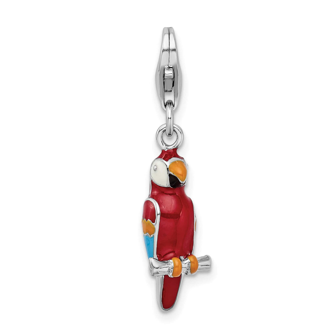 Sterling Silver 3-D Enameled Parrot Charm