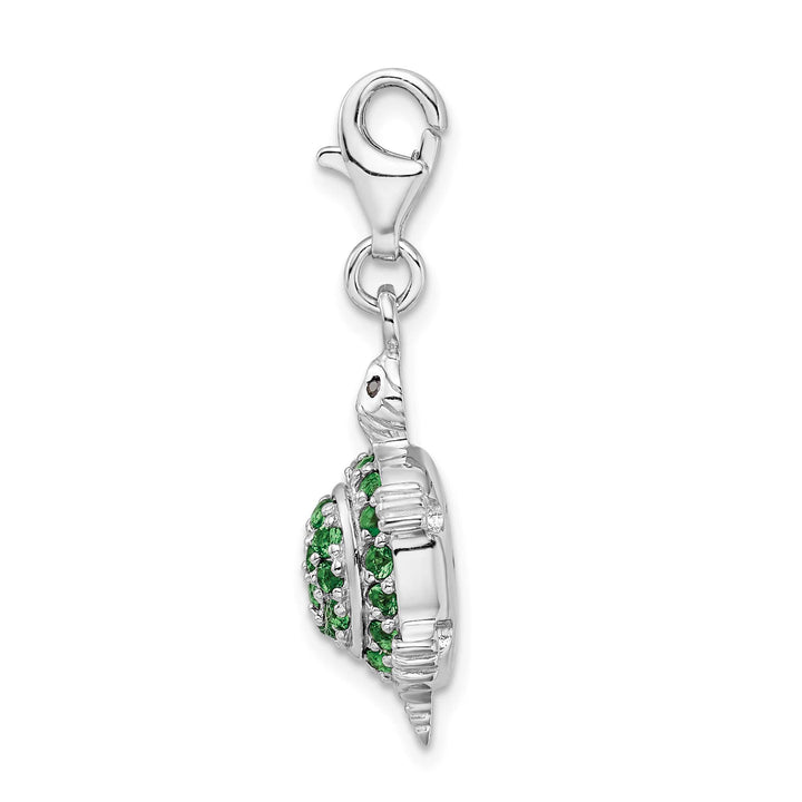 Sterling Silver 3-D CZ Green Turtle Charm