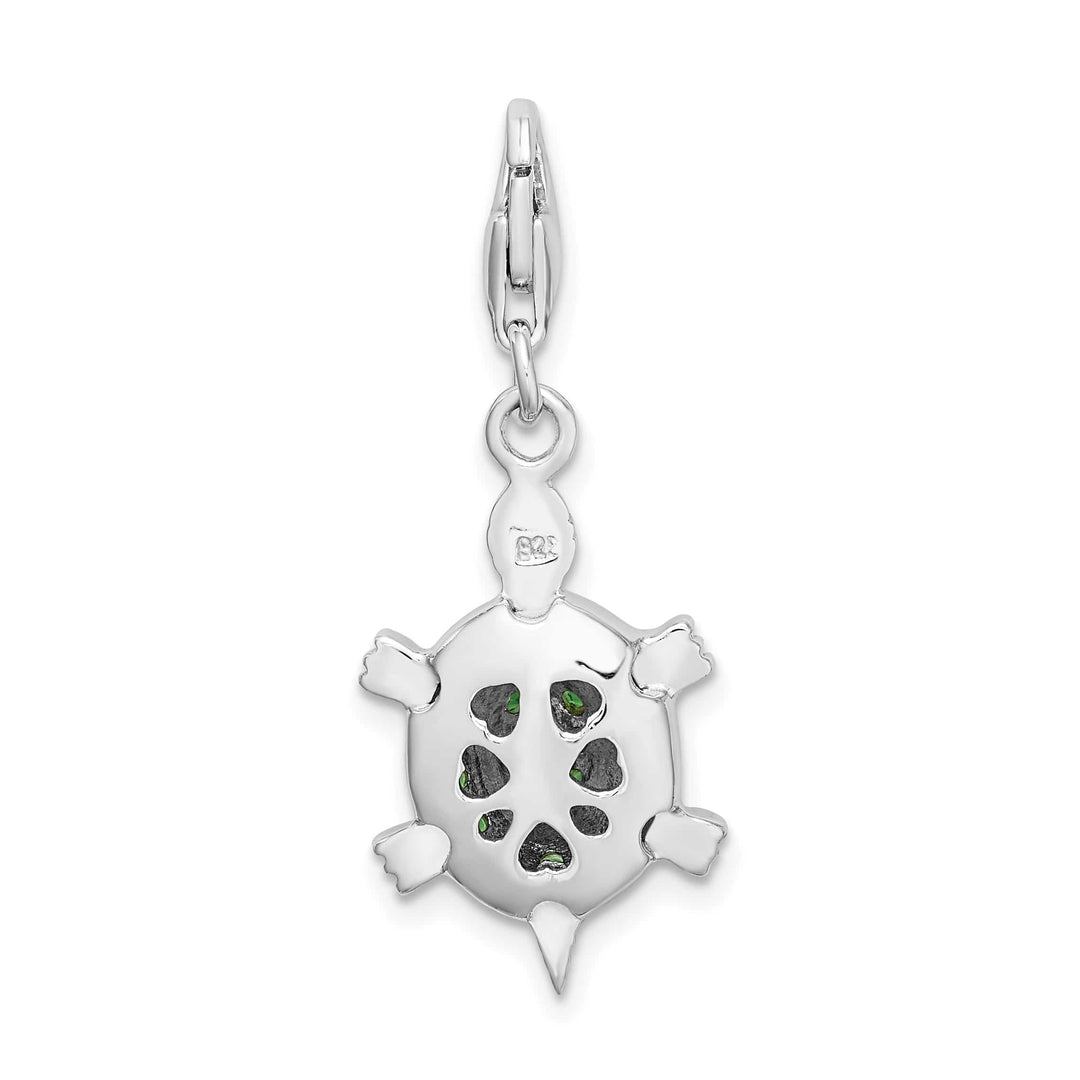 Sterling Silver 3-D CZ Green Turtle Charm