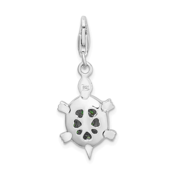 Sterling Silver 3-D CZ Green Turtle Charm