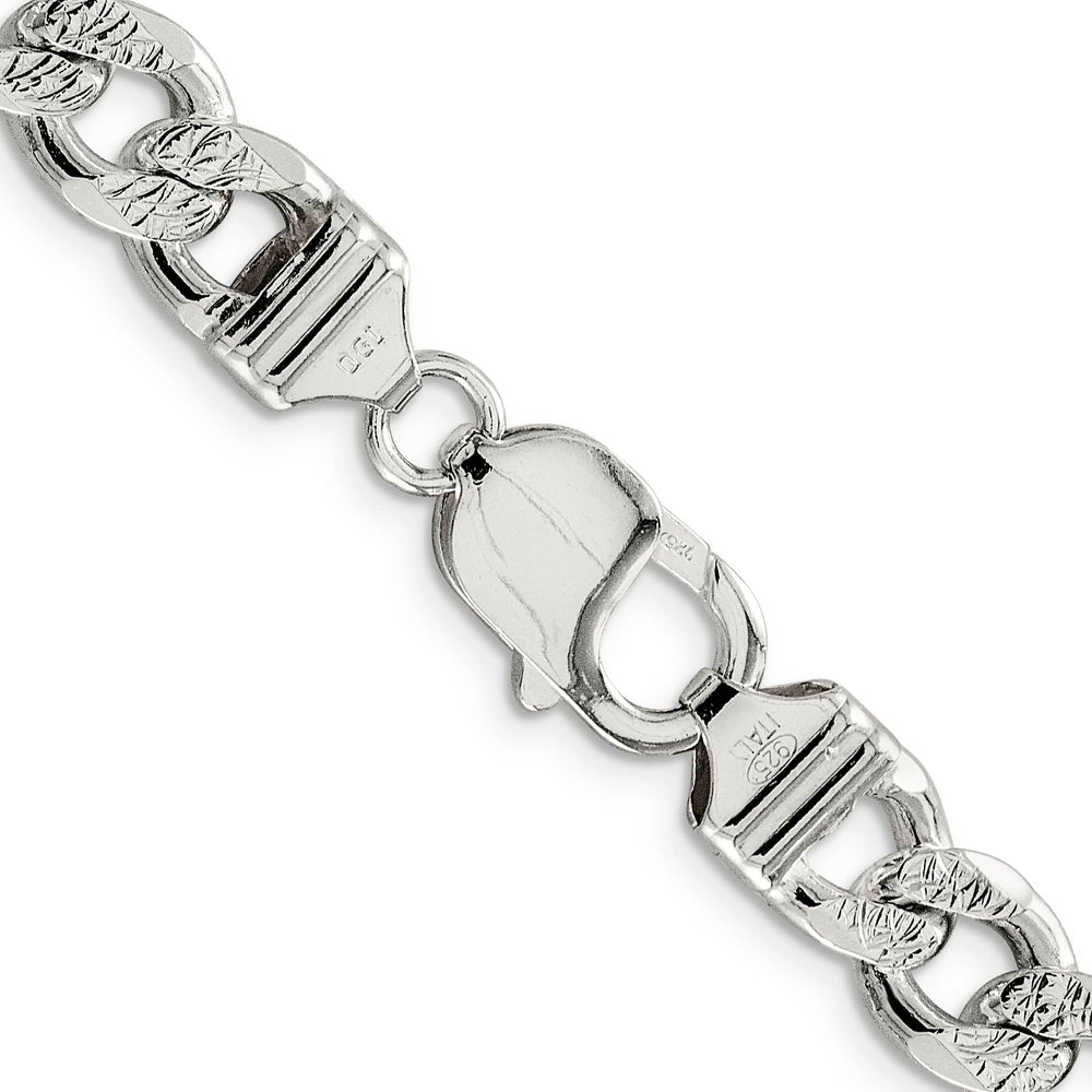 Sterling Silver 9.3mm Pavé Curb Chain 26 Inch