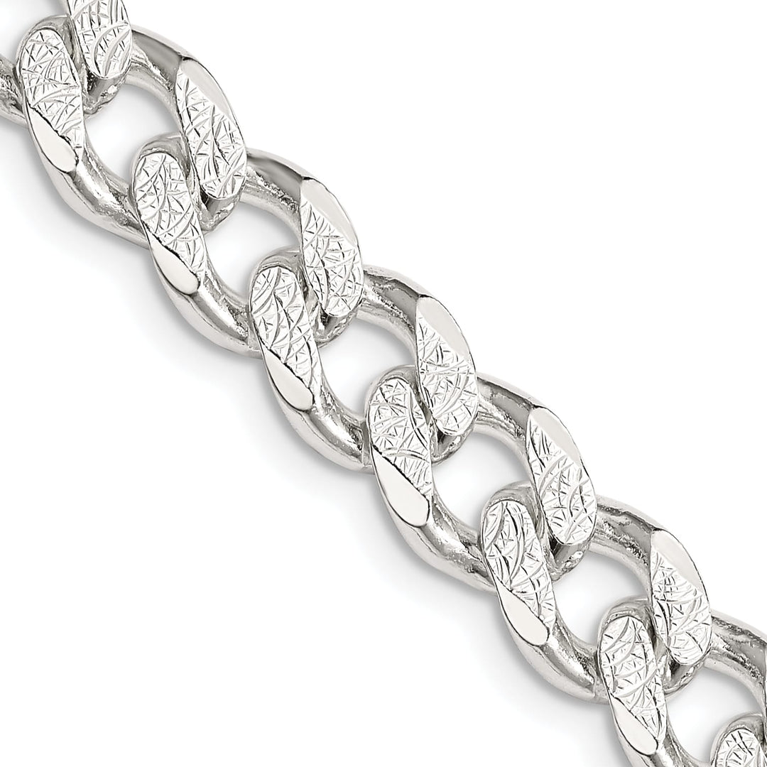 Sterling Silver 9.3mm Pavé Curb Chain 26 Inch