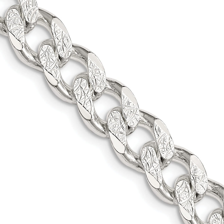 Sterling Silver 9.3mm Pavé Curb Chain 26 Inch