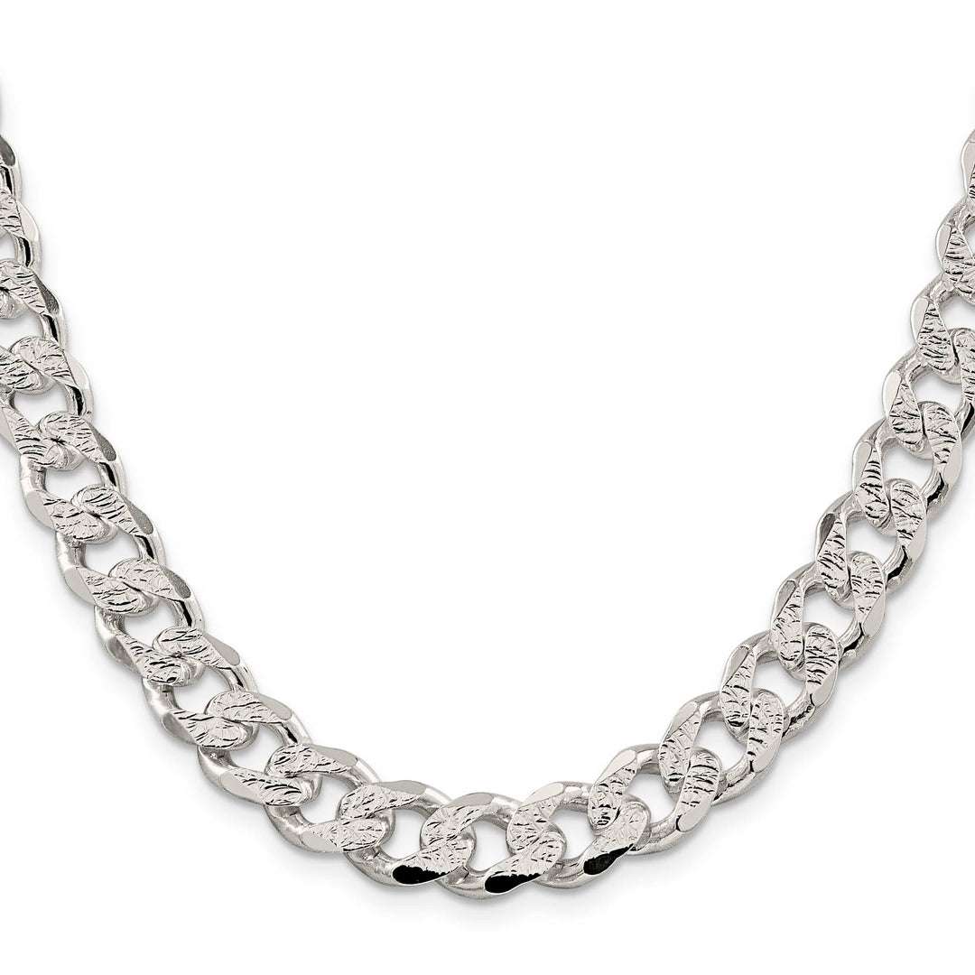 Sterling Silver 11.0mm Pavé Curb Chain 26 Inch